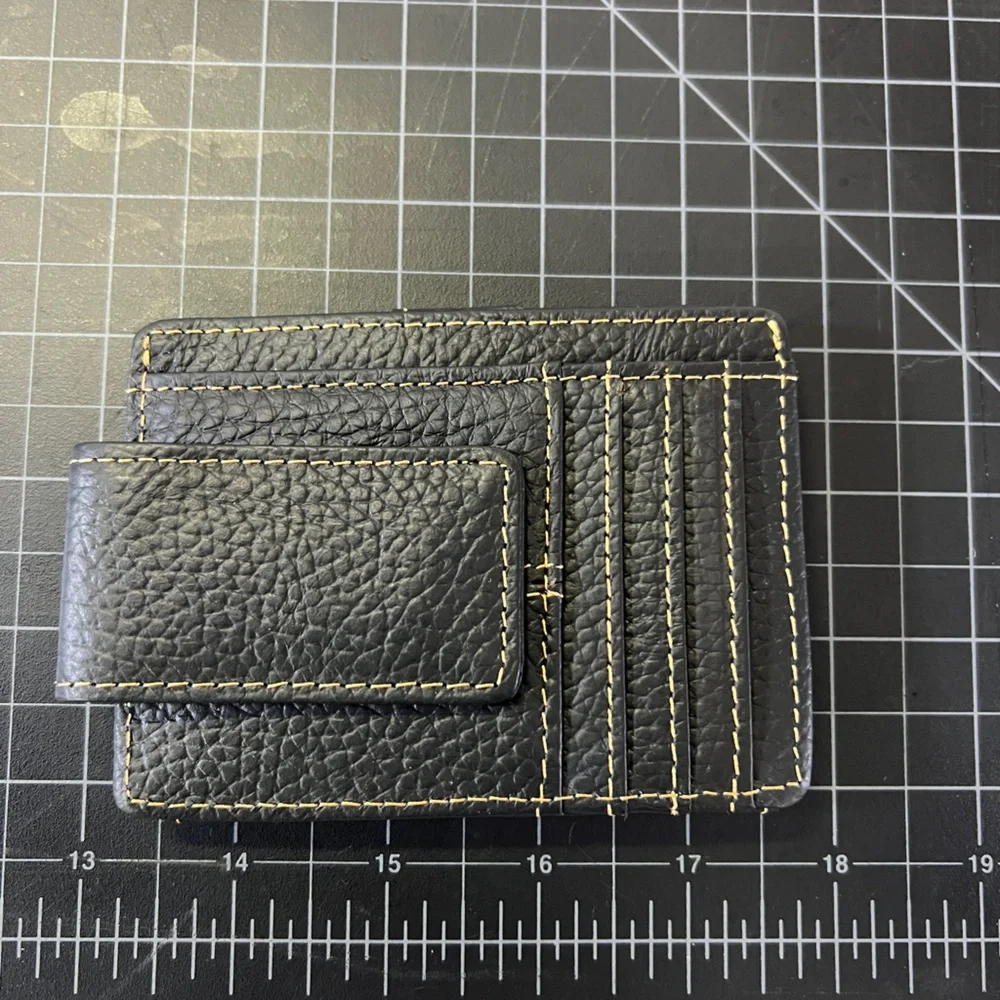 VGUC Leather credit card id card money clip